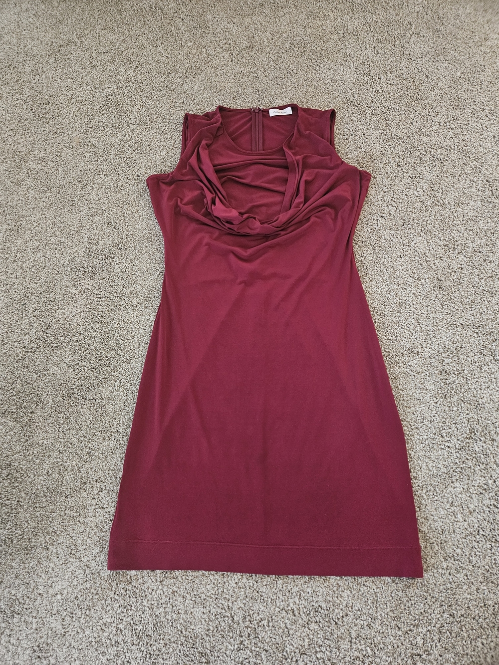 Calvin Klein Sleeveless Cowl Neck Mini Dress in Wine